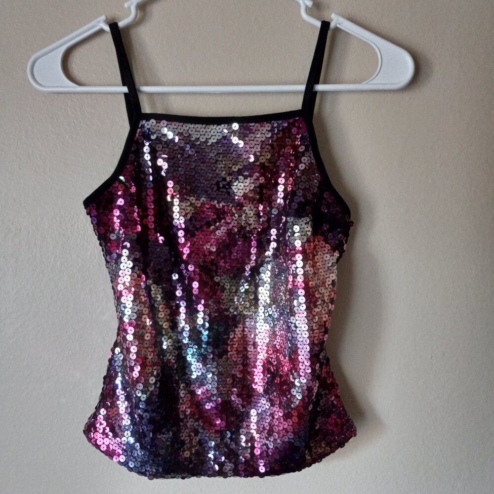 EXPRESS Pink/Maroon/Burgundy Shimmery Metallic Corset Tank Women's XS